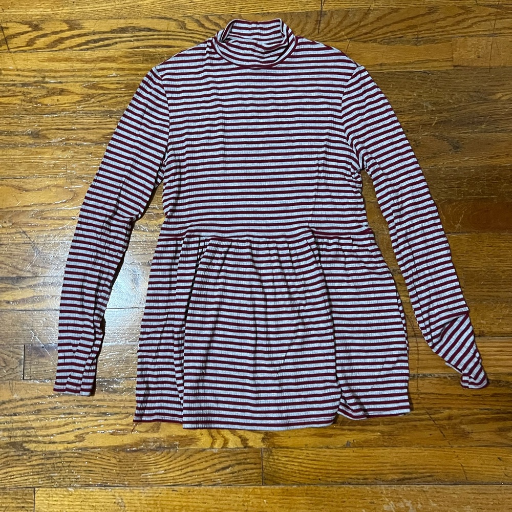 Brenda’s USA burgundy/grey stripe top